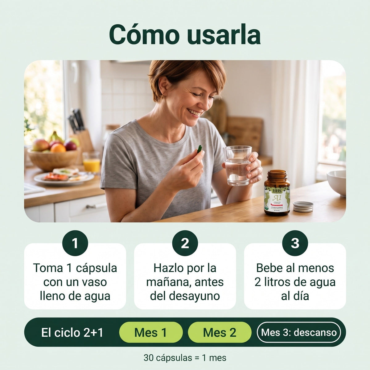 HHS A1 Cápsula: Cómo usarla