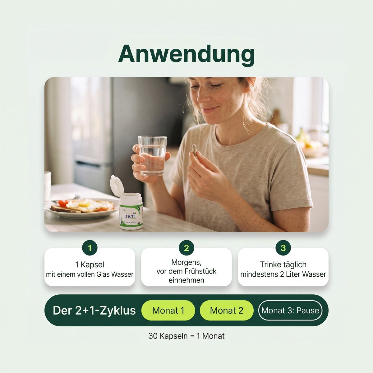 Meri Detox Kapsel: Anwendung